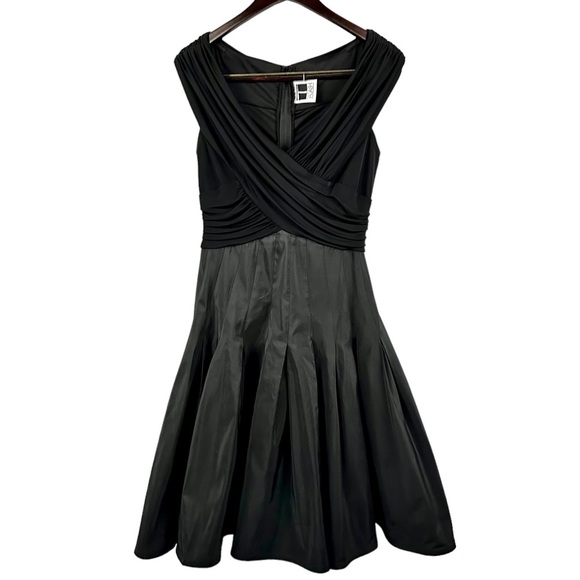 Tadashi Shoji Black Pleated Fit and Flare Midi Dress - Picture 8 of 16